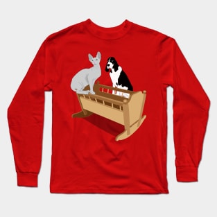 Dog Cat and Cradle Long Sleeve T-Shirt